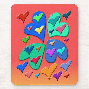 Colourful Hearts Mouse Mat