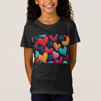 Colourful hearts on a dark background T-Shirt