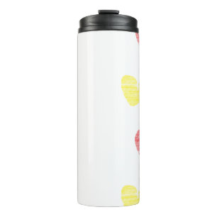 Colourful hearts on white thermal tumbler