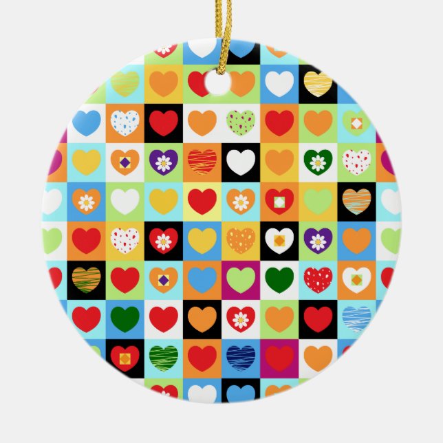 Colourful hearts, ornament (Front)