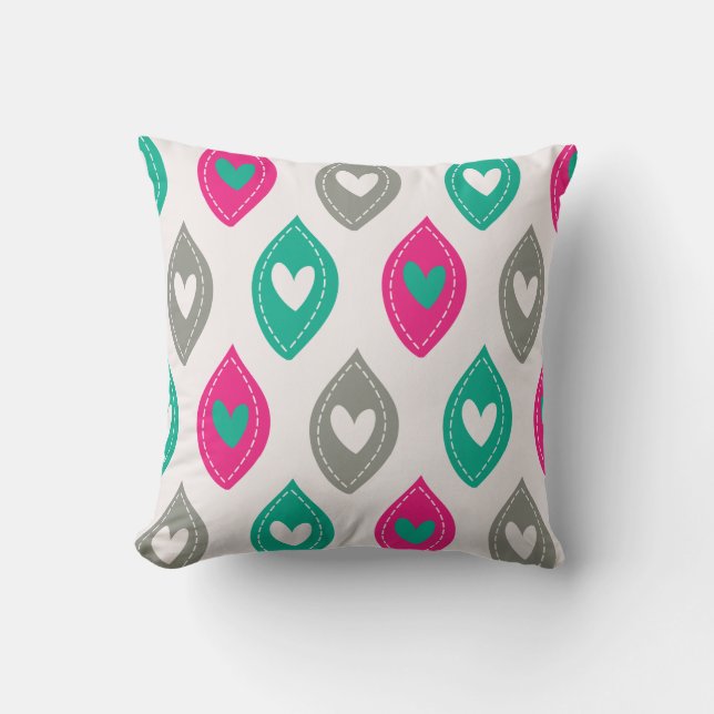 Colourful Hearts Pattern Cushion (Front)