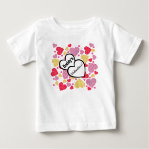 Colourful Hearts Pattern, Daddy's Valentine Baby T-Shirt