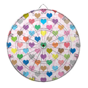 Colourful hearts pattern dartboard