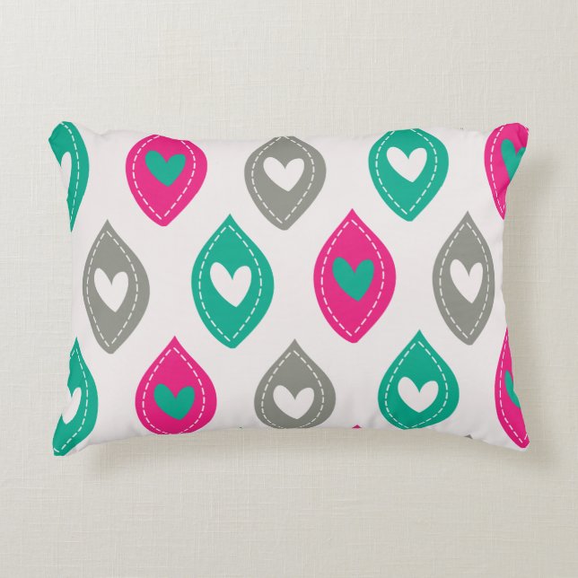 Colourful Hearts Pattern Decorative Cushion (Front)