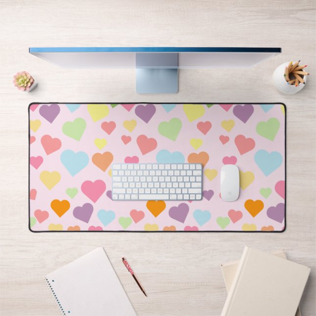 Colourful Hearts Pattern  Desk Mat (Office 1)