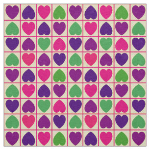 Colourful hearts pattern fabric