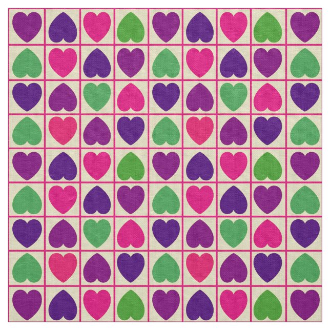 Colourful hearts pattern fabric (Swatch)