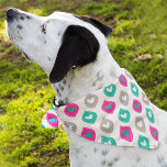 Colourful Hearts Pattern for Pets Bandana<br><div class="desc">A colourful hearts pattern in shades of pink,  teal and grey makes a cute accessory for your dog. The size of this bandanna is 18x18-inches square. It works best for a larger dog breed.</div>
