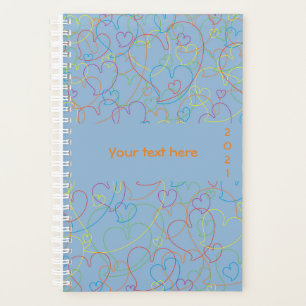 Colourful Hearts Pattern - Hearts Net Light Blue Planner