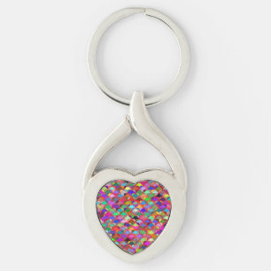Colourful Hearts Pattern Key Ring