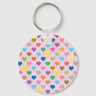 Colourful hearts pattern key ring