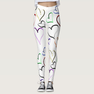 Colourful Hearts Pattern Leggings