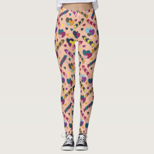 Colourful Hearts Pattern Leggings