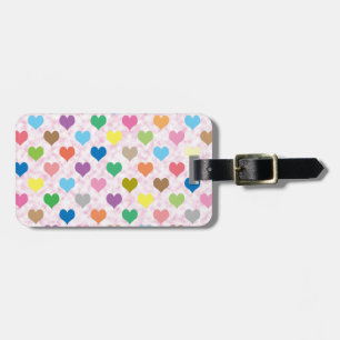 Colourful hearts pattern luggage tag