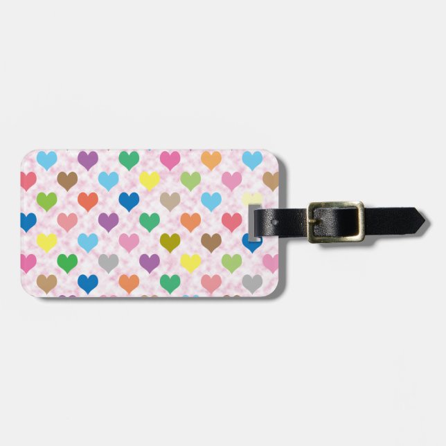 Colourful hearts pattern luggage tag (Front Horizontal)