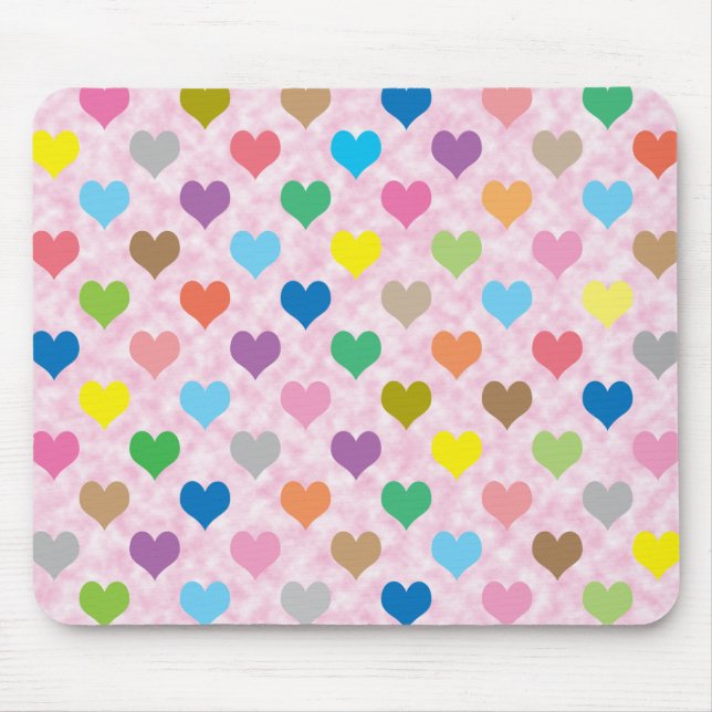 Colourful hearts pattern mouse mat (Front)