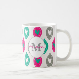 Colourful Hearts Pattern Personalised Coffee Mug