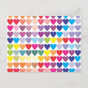 Colourful hearts pattern postcard