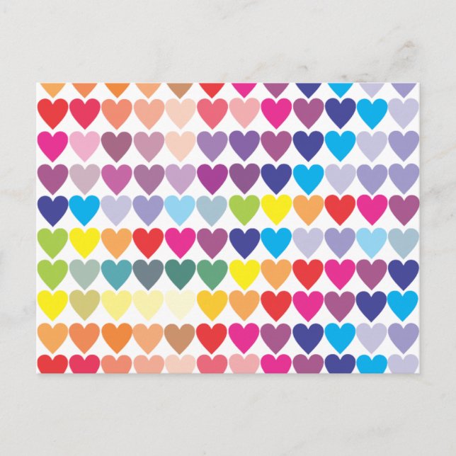 Colourful hearts pattern postcard (Front)