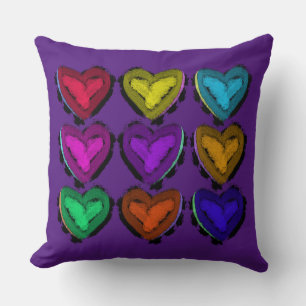 Colourful Hearts Pillow   You Customise