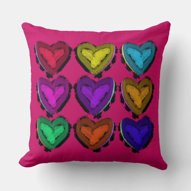 Colourful Hearts Pillow | You Customise (Front)