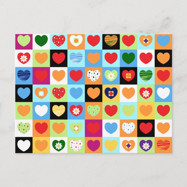 Colourful hearts, postcard (Front)