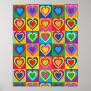 Colourful Hearts Pretty Poster