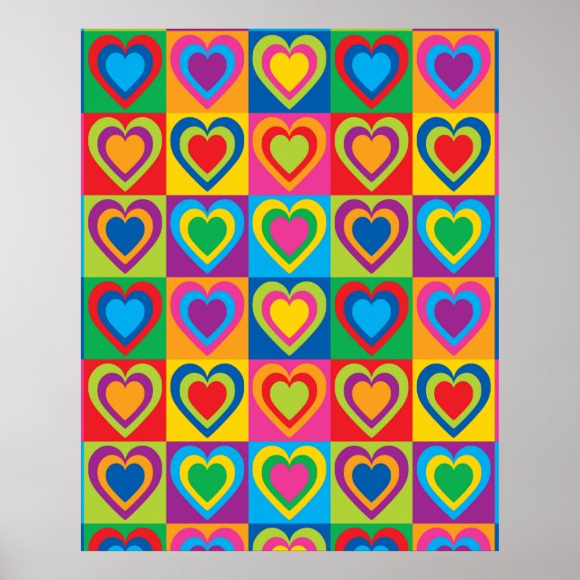 Colourful Hearts Pretty Poster (Front)