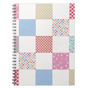 Colourful hearts quilt pattern notebook