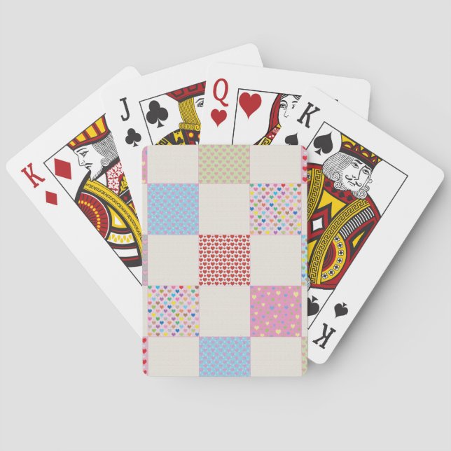 Colourful hearts quilt pattern playing cards (Back)