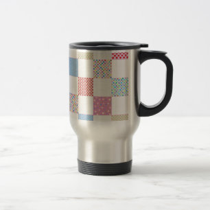 Colourful hearts quilt pattern travel mug