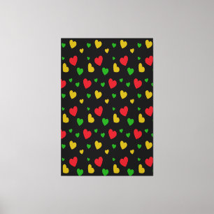 Colourful Hearts Red Green Yellow Valentines Day Canvas Print