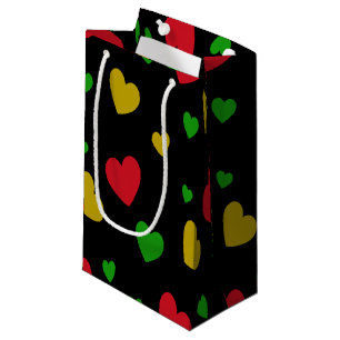 Colourful Hearts Red Green Yellow Valentines Day Small Gift Bag