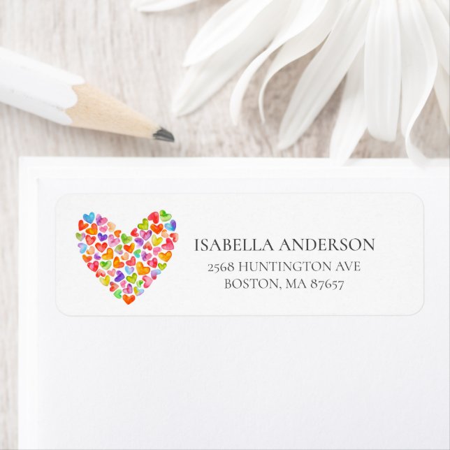 Colourful Hearts Return Address Label (Insitu)