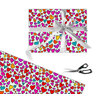 Colourful hearts, simple seamless pattern wrapping paper