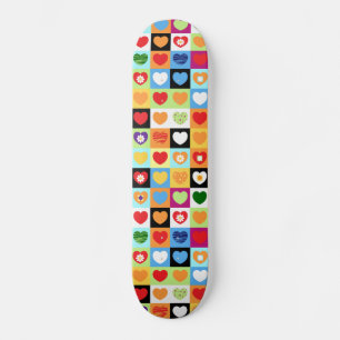 Colourful hearts, skate skateboard