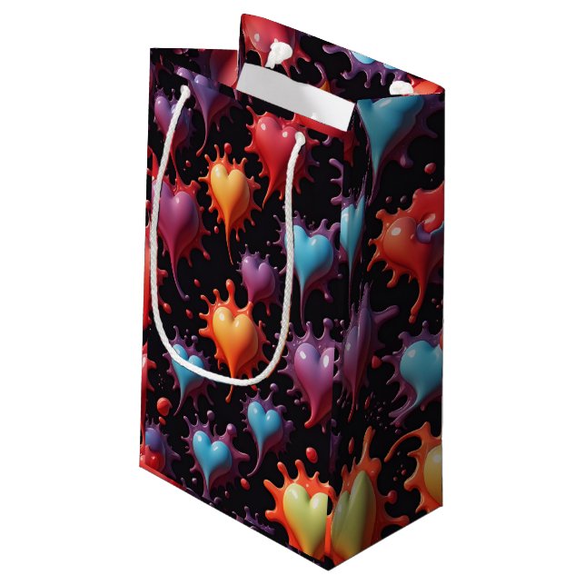 Colourful Hearts Splash Art  Small Gift Bag (Back Angled)