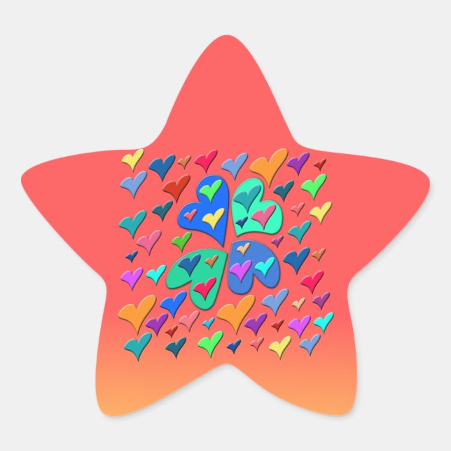 Colourful Hearts Star Sticker (Front)