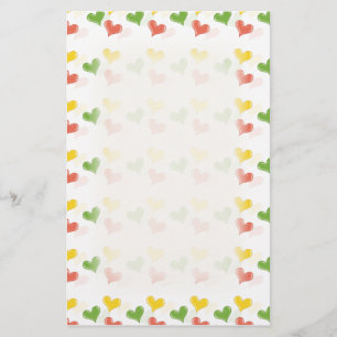 Colourful hearts stationery