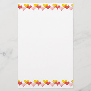 Colourful hearts stationery