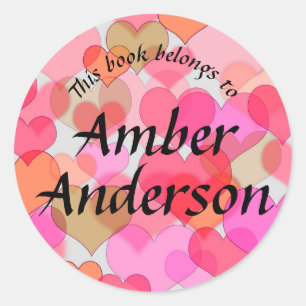 Colourful Hearts Sticker For Books