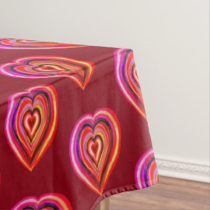 Colourful hearts tablecloth