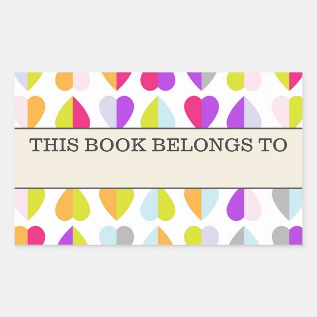 Colourful Hearts This Book Belongs to Sticker (Front)