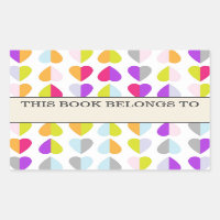 Colourful Hearts This Book Belongs to Sticker