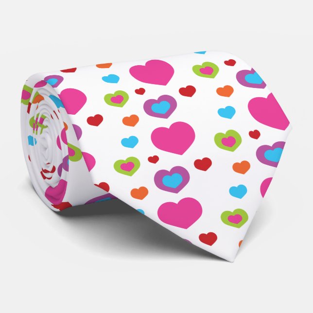 Colourful Hearts Tie (Rolled)