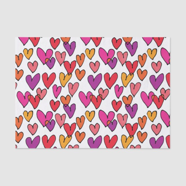 Colourful Hearts Tissue Paper (Front)