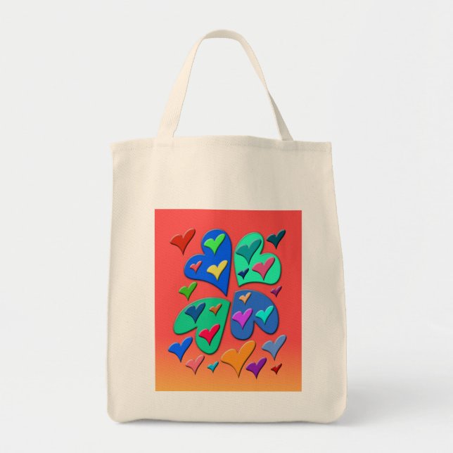 Colourful Hearts Tote Bag (Front)