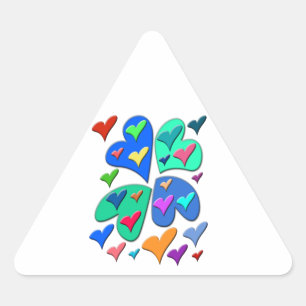 Colourful Hearts Triangle Sticker