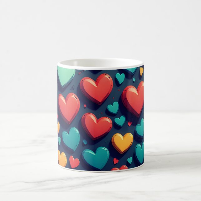 Colourful hearts, Valentine art  Coffee Mug (Center)