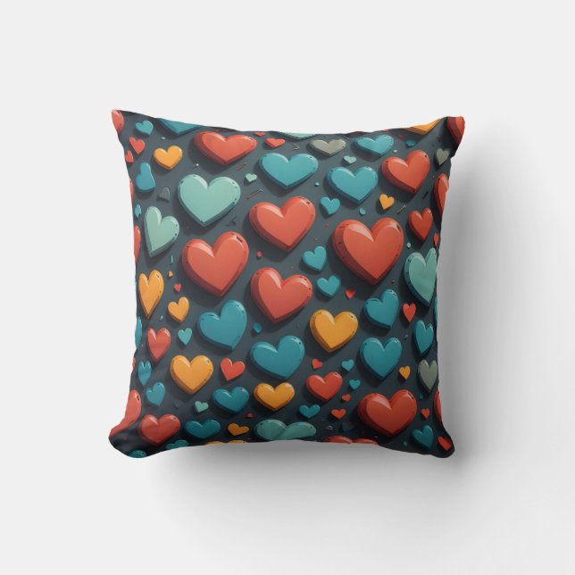 Colourful hearts, Valentine art Cushion (Front)